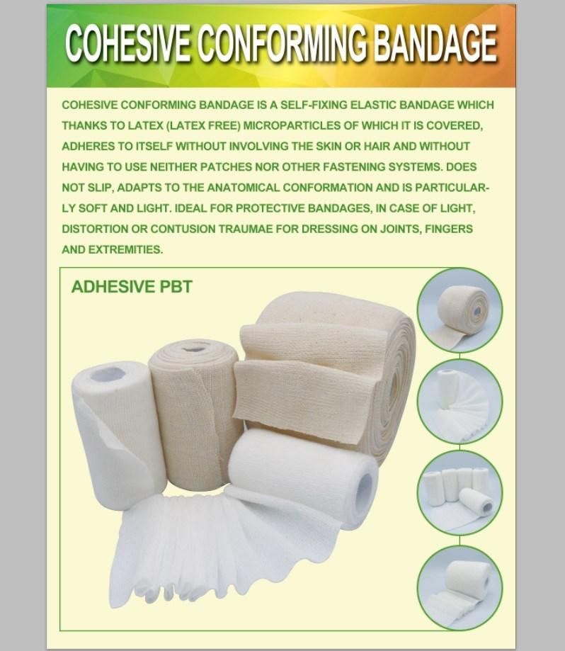Cohesive Conforming Bandage PBT Adhesive Dressing Latex Free
