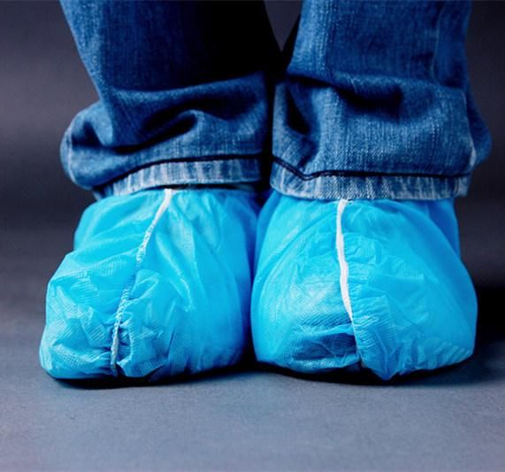 Cleanroom ESD Safe Disposable Non-Woven Anti-Skid Shoe Cover Blue Color