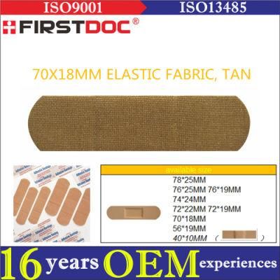 High Quality OEM 70*18mm Elastic Fabric Material Tan Color Adhesive Bandages