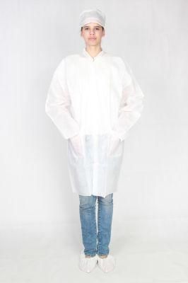 Disposable High Quality Medical Lab Coat SMS/Microporous Knitted Collar &amp; Cuffs