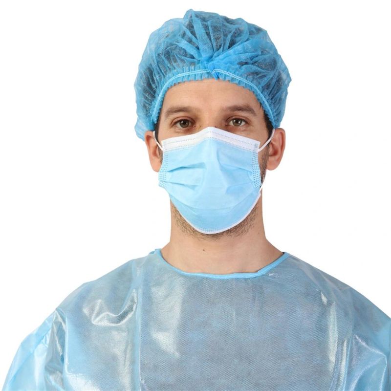 Disposable Surgical Cap Disposable Mob Cap Disposable Head Cap Medical Cap Elastic Blue Color