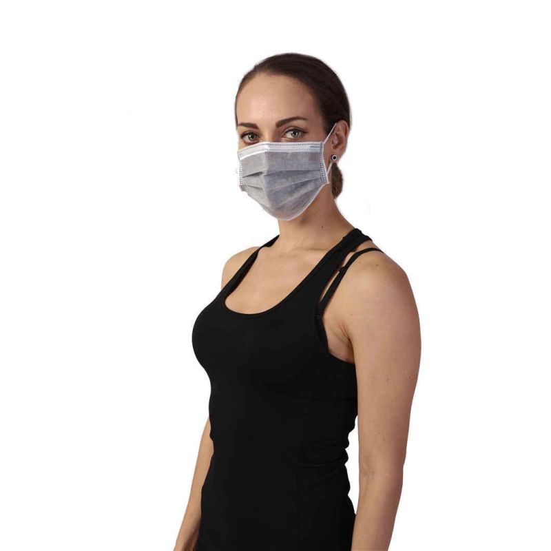 High Filtration Performance, Anti-Bacteria Anti Virus Active Carbon Face Mask Disposable Non Woven Face Mask Grey Color