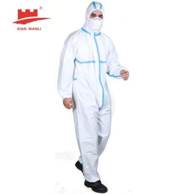 Type 456 PPE Non Woven Protective Coverall Chemical Protection Coverall with Hood Full Body Protective Jumpsuit