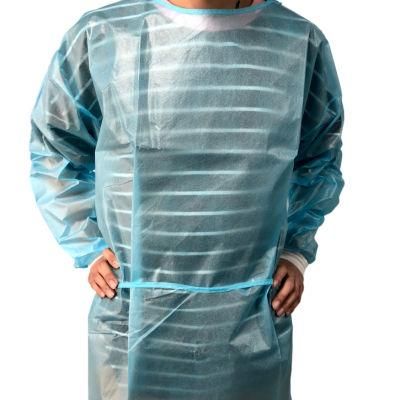 Wholesale Isolation Gown Disposable PE Thumb Isolation Gown Long Sleeve Plastic PE Isolation Gown CE Level 3