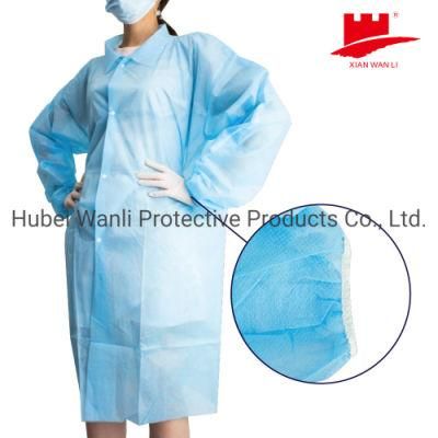 Disposable Lab Coat/ Visitor Clothes/ Lab Gown with Short Collar