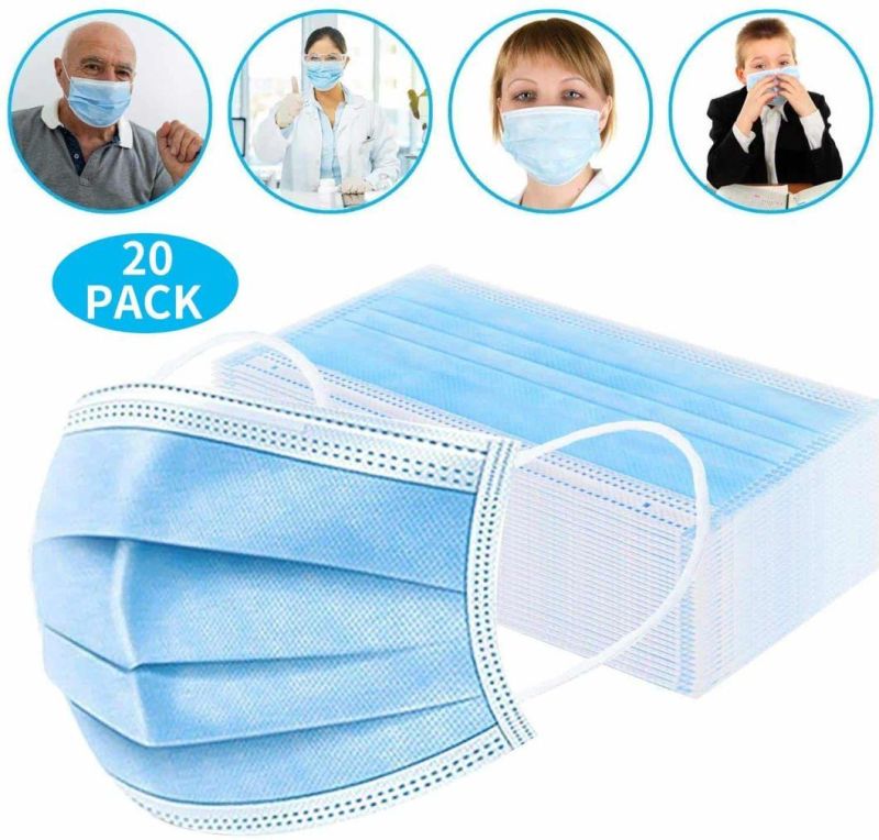 CE Medical Surgical Hospital Nonwoven  Disposable Protective Civil Face Mask 3ply with Earloop Type Iir En14683
