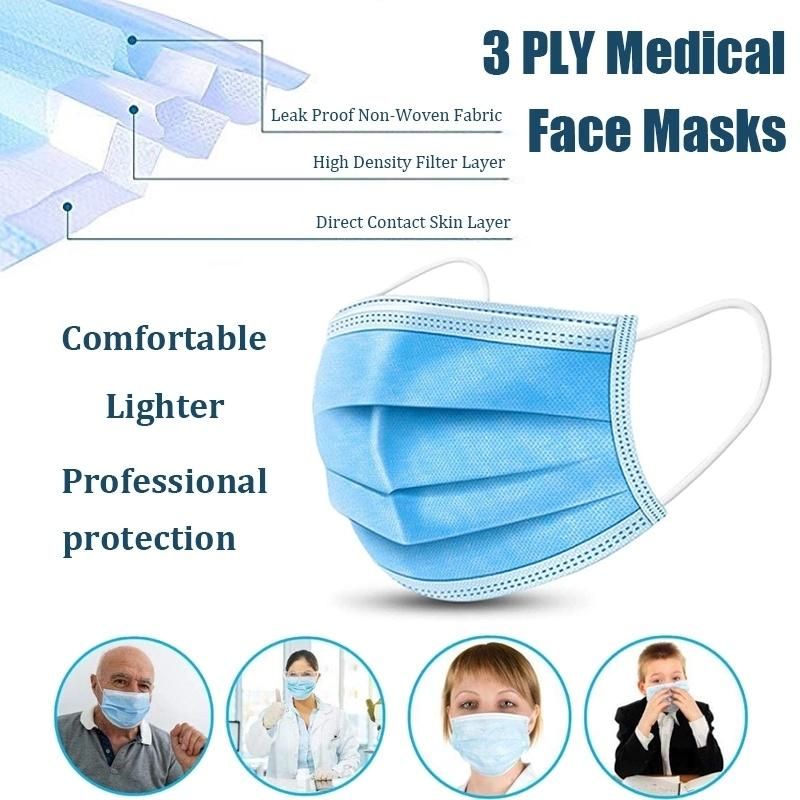 Certificates Supported 3 Ply Disposable Medical Surgical Non Woven Face Mask