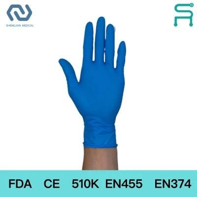 Blue Disposable Powder Free Nitrile Examination Gloves for Hospital Home Factory