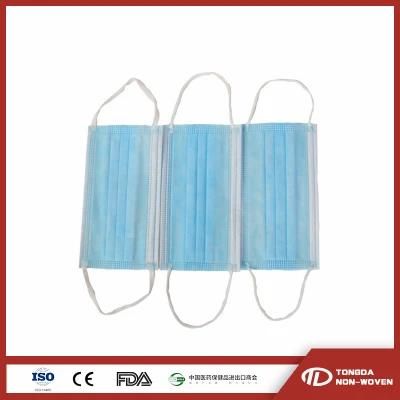 Customized Medical Surgical Hospital Disposable 3 Ply Blue Color Face Mask Non-Woven Wholesale Face Mask