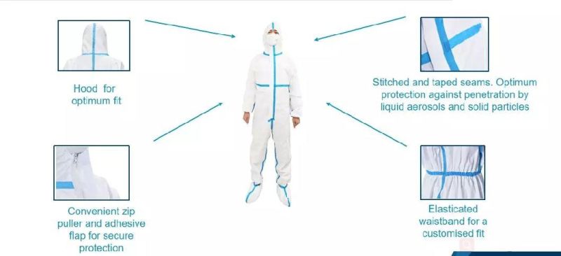 Hospital Doctor Uniforms Polypropylene Nonwoven and Polyethylene Disposable Medical Coverall