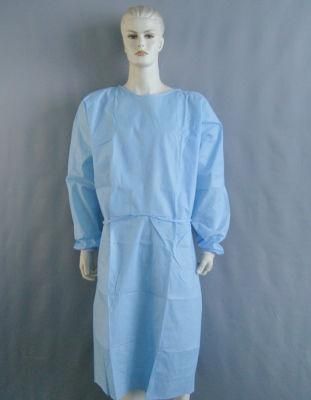 Disposable Isolation Gown SMS Protective Clothing Dustproof Non-Woven Protective Clothing Blue Knitted Cuffs with High Quality