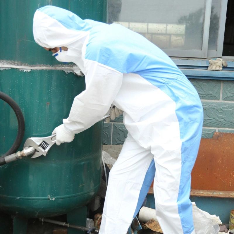 Breathable SMS Back Microporous Hooded Coverall Medical Standard for Surgical Use