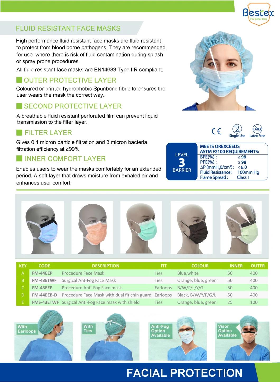 Disposable Face Mask with Eyeshield Anti-Fog and Eye-Protective with Tie on