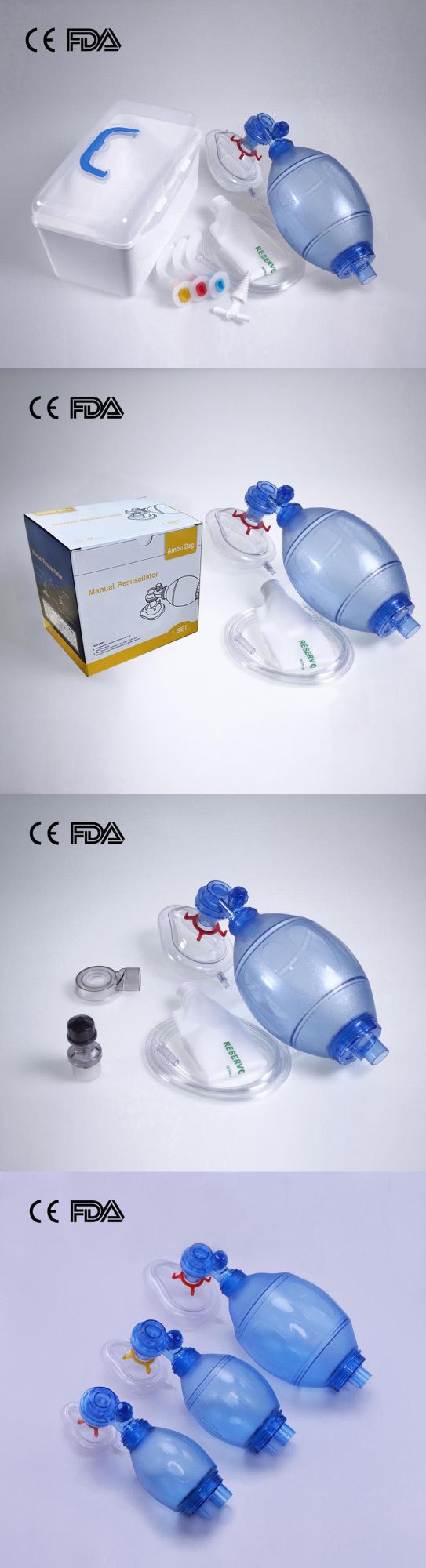 PVC Manual Resuscitator Factory PVC Ambu Bag Factory with CE FDA Ambu Bag for Adult Pediatric Infant Size