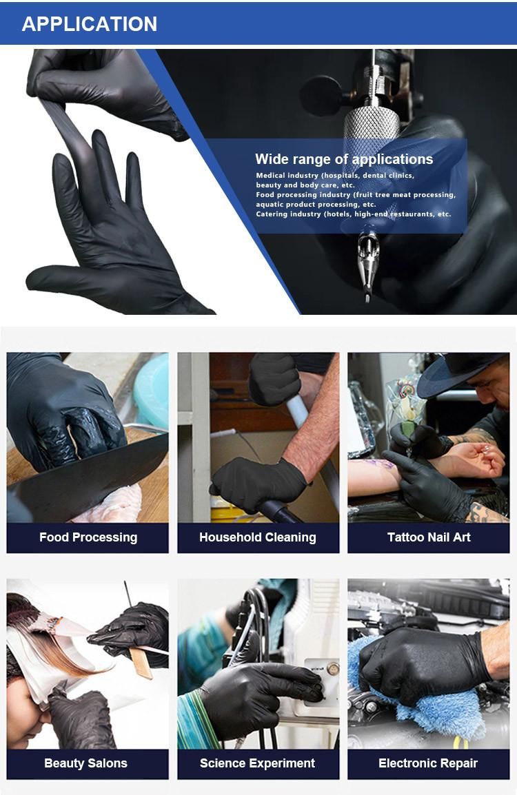 Amazon Best Seller Manufacturers Tattoo Beauty Make up Powder Free Black Nitrile Gloves