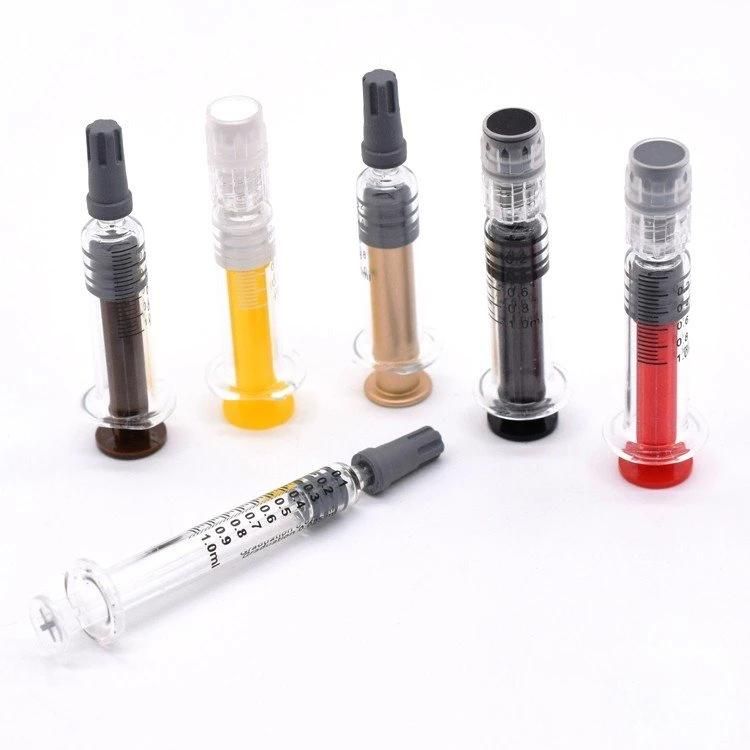 Silver Metal Plunger 1ml Luer Lock Glass Syringe for Oil