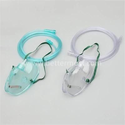 Disposable High Quality Green White Color Oxygen Mask with Oxygen Tube