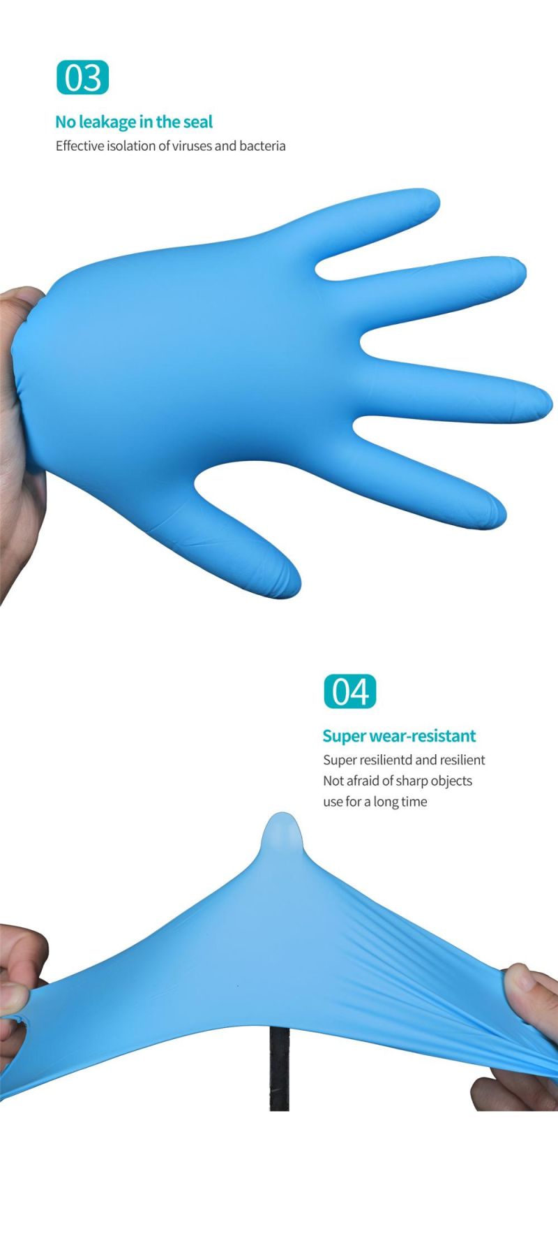 Disposabl Examination Gloves Blue Powder Free Medical/ Non Medical Nitrile Gloves