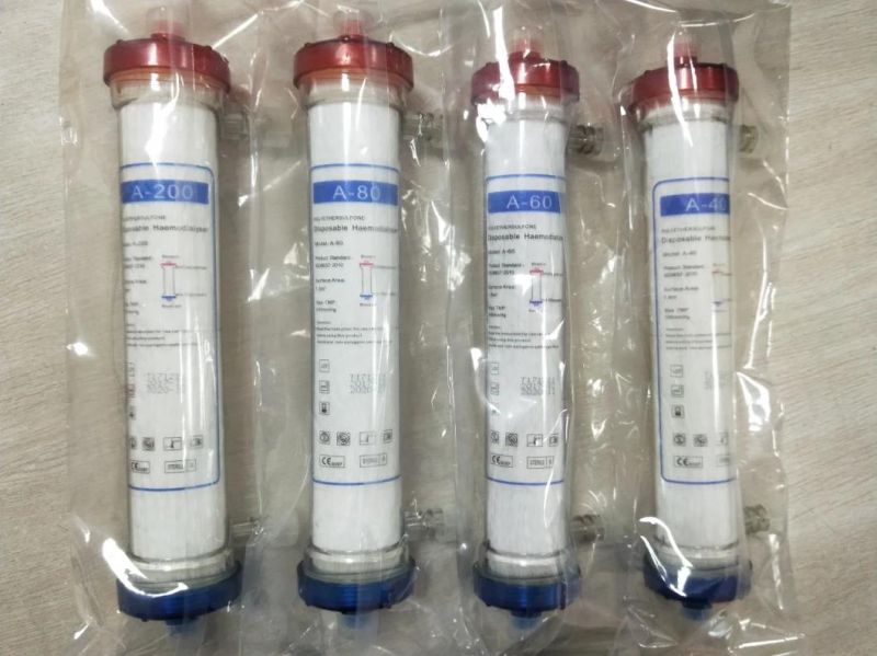 CE Disposable Dialyzer Medical High Flux 1.4 Hemodialysis Filter Blood Dialyzor