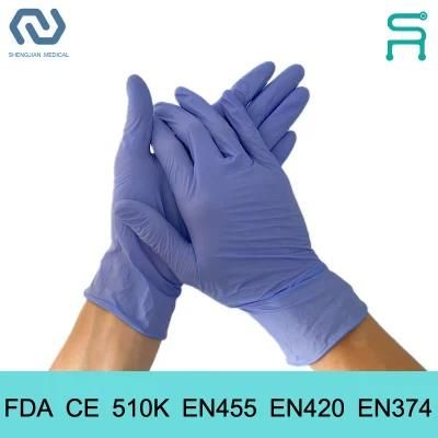 9in/12in Powder Free 510K En455 FDA CE Disposable Nitrile Examination Gloves