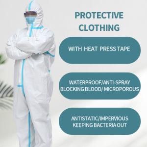 Disposable Safety Suit Chemical Working Uniform Protective Clothing Medical Coveralls with Hat