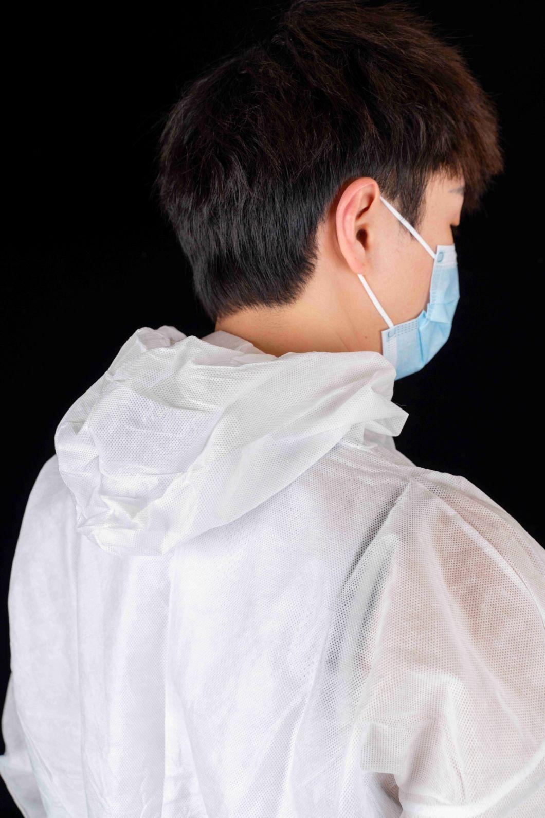 Anti-Static Disposable Type5/6 Protective Coverall with Hood Waterproof Disposable SMS Full-Body Gown