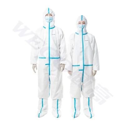 Full Body Disposable Protective Suit White Water Resistant SMS Medical Disposable Coverall