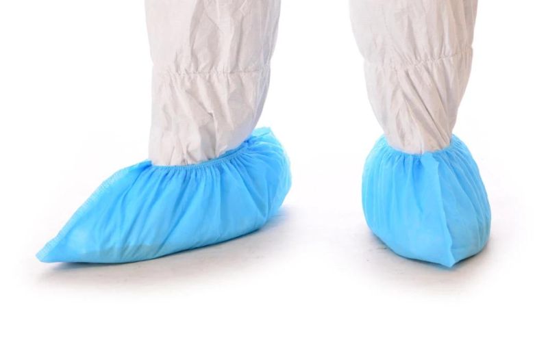Single Use Non-Woven Shoe Cover with Elastic Rubber at Opening for Medical Use Waterproof and Anti-Dust in Cleaning Environment