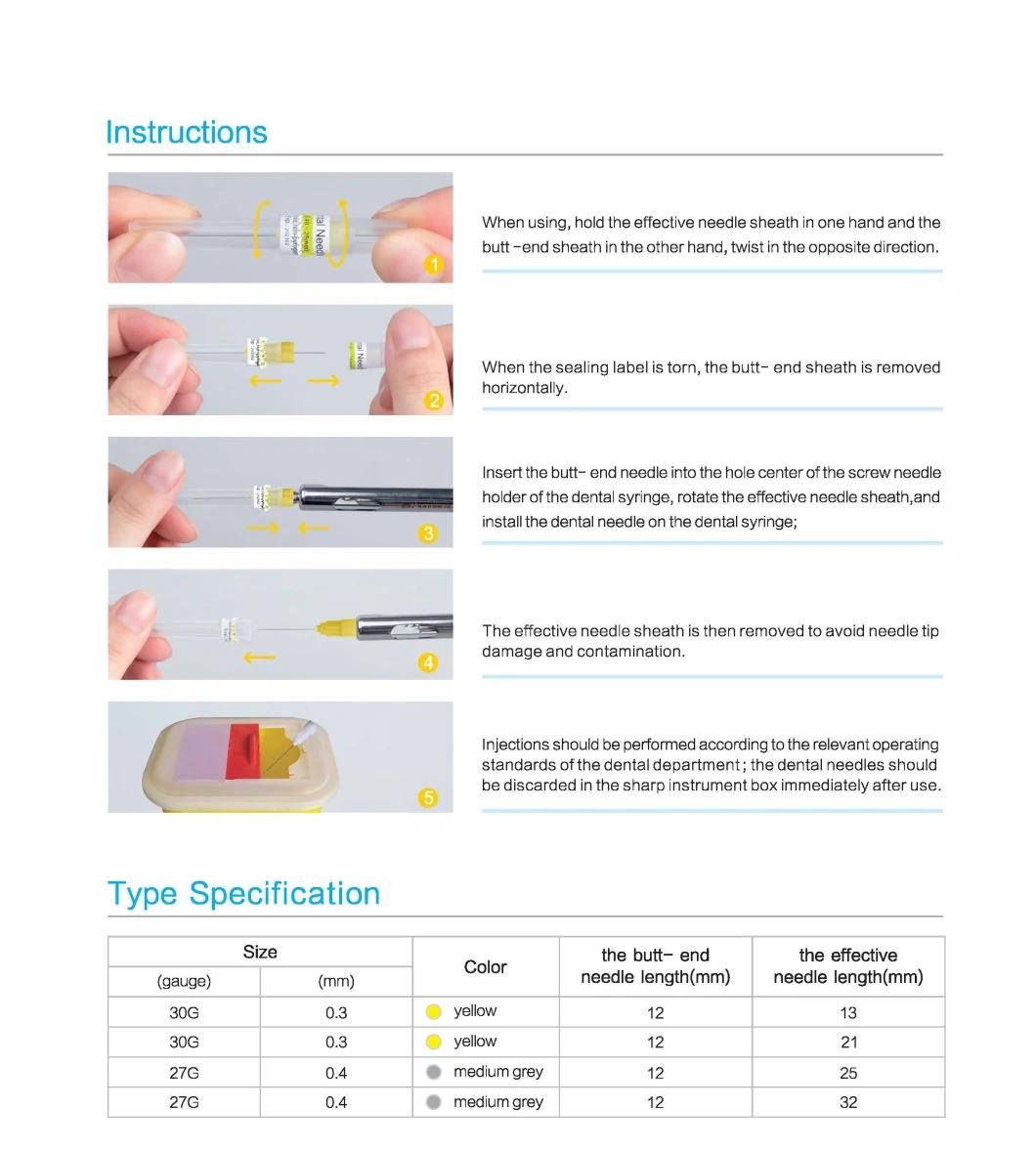 CE&ISO Disposable Medical Use Dental Injection Needle 27g 30g