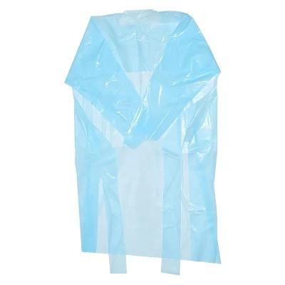 Disposable CPE/PE Gown-Blue Waterproof Plastic Disposable CPE Apron Gown with Thumb Loop