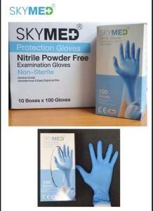 Skymed Disposible Powder Free Nitrile Gloves Blue Black Color Size