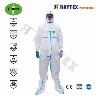 Raygard Type4/5/6 SMS Nonwoven Coverall Heat Sealed Tapes PPE Suit En 1149