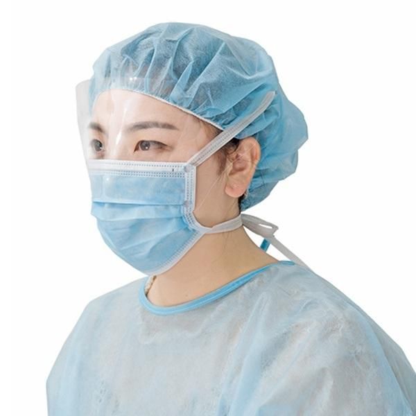 Disposable Face Mask with Eye Protection Shield Anti Foggy Anti Flying Spittle 3ply Mask with Face Shield Plastic Sheet