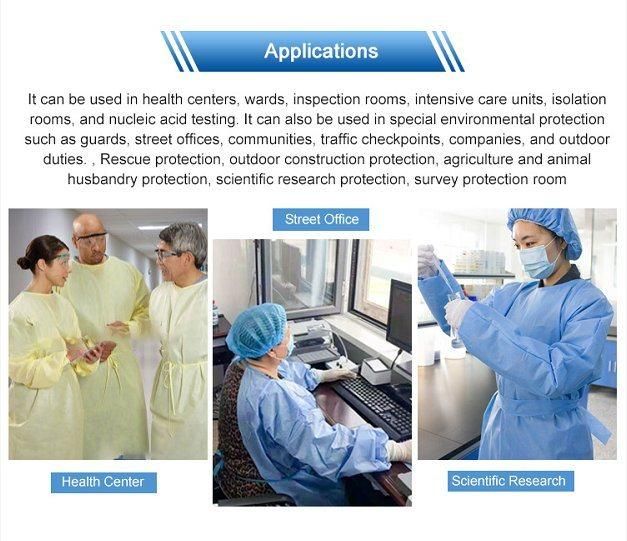 Disposable Isolation Gown Prevent Droplets Safety Breathable Coverall Non Woven Blue/Yellow PP+PE Isolation Gown Clothing