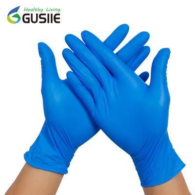 Gusiie Powder Free Disposable Blue Medical Examination Nitrile Large Gloves