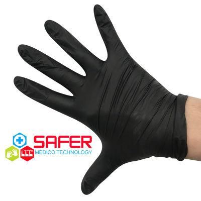 Latex Free Black Disposable Exam Nitrile Gloves with En455 CE FDA