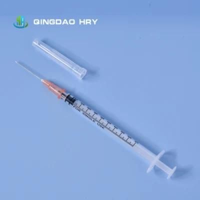 1ml 3 Part Disposable Medical Syringes Luer Slip with Needle&amp; Safety Needle CE&ISO Improved for Vaccine From Factory