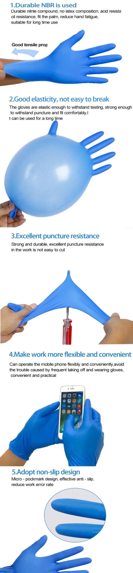 Disposable Civil Antibacterial Medical Nitrile Gloves with Tga CE FDA (nitrile)