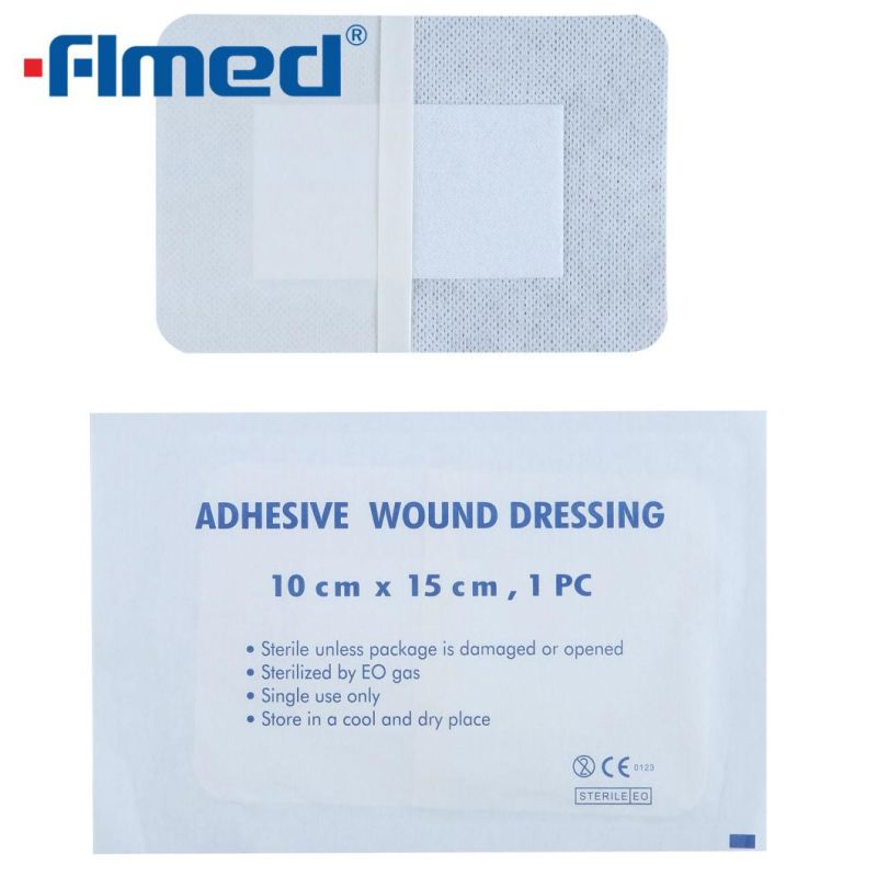 Medical Disposable Non-Woven Wound Dressing with Absorbent Pad, Self-Adhesive, Sterile