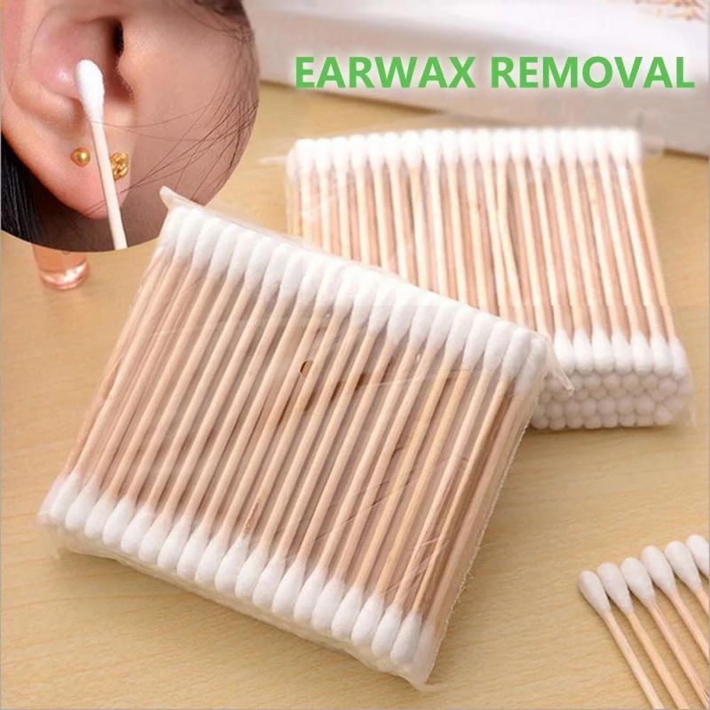 100PCS/Set Bamboo Tips Medical Ear Cleaning Wood Stiicks Cotton Swabs