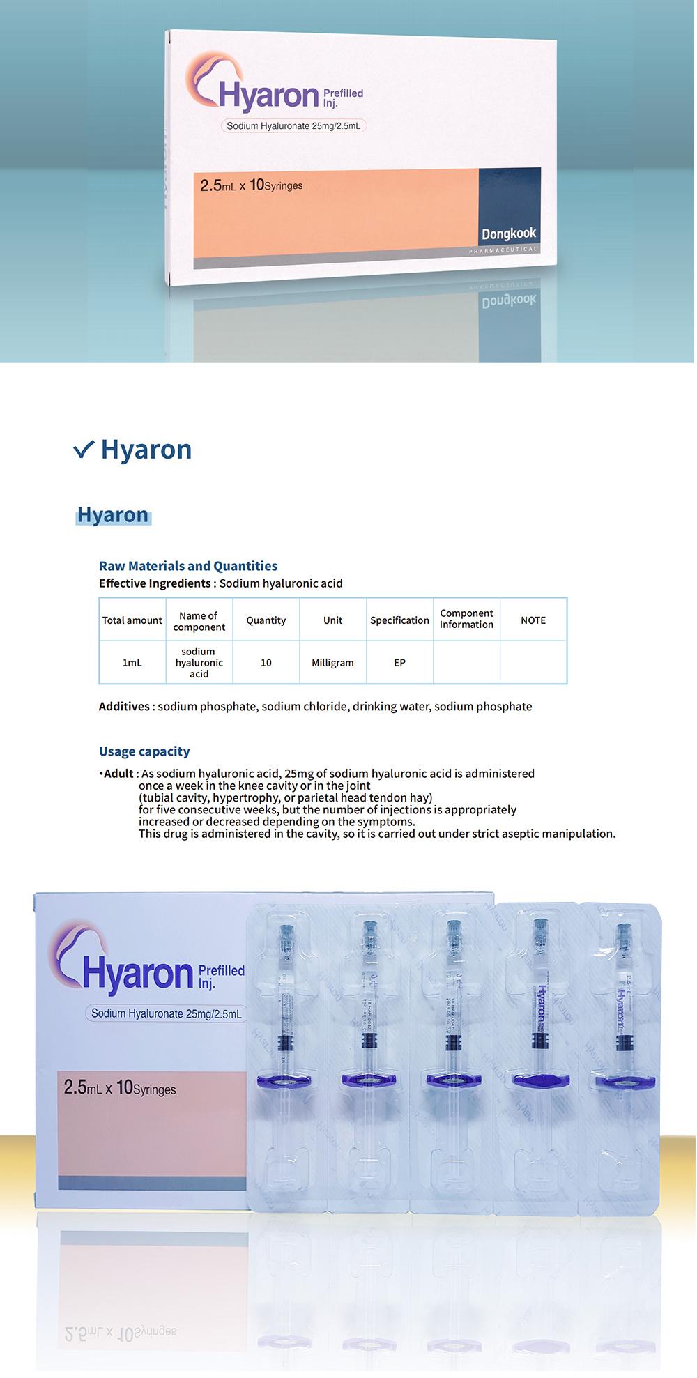 Korea′ S Latest Non-Cross-Linked Hyaluronic Acid Hyaron Skin Enhancer Mesotherapy, Price Discount, Guaranteed Authenticity