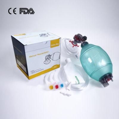 PVC Manual Resuscitator PVC Ambu Bag Factory PVC Manual Resuscitator for Adult Pediatric Children Infant Size Green with CE, FDA