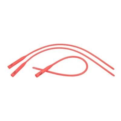 Sterilized Red Latex Urethral Catheter Silicone Coated Size Fr6 to Fr30