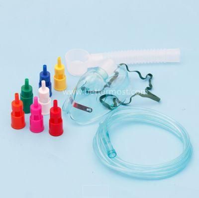 High Quality Corrugated Tube Green White Oxygen Concentration Mask with 6 Diluter