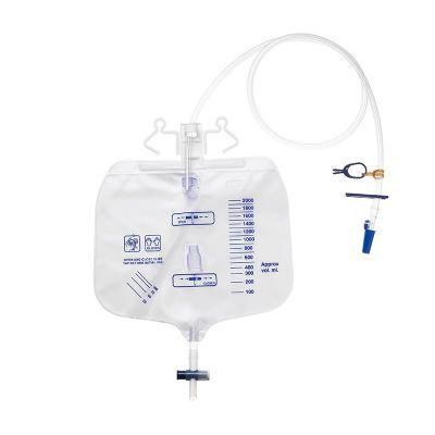 2000ml 2600ml Sterile PVC Flow Meter Disposable Urine Collector Drainage Urine Bag with Push-Pull Valve