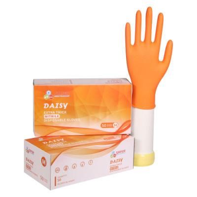 Pure Nitrile Gloves Powder Free Disposable Industry Diamond Orange