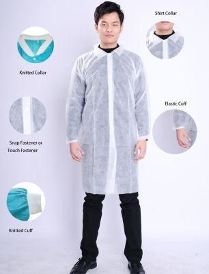 Disposable Medical White Labcoat Non Woven Made with Button