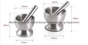 Stainless Steel Spice Grinder Garlic Device Mortar Pestle for Kitchen Esg10115 Stainless Steel Spice Jar Glass