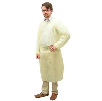 Isolation Gown Disposable Yellow Medical Waterproof PP+PE Leve1 Isolation Gown Non Woven