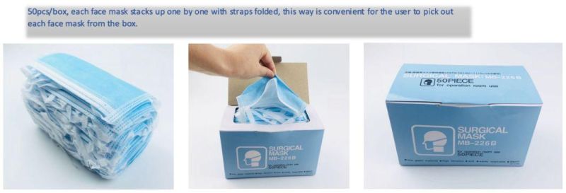 Ready to Ship Disposable Medical 3 Ply Non Woven Mask Tie on Type Iir Surgical Disposable Face Mask